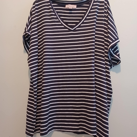 Philosophy Tops - PHILOSOPHY Striped Short Sleeve Top Black & White Stripes Womens Size 2X Comfort